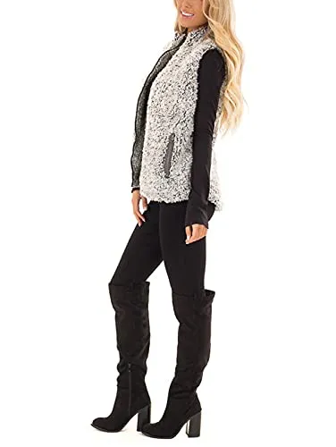 MEROKEETY Sherpa Fleece Zipper Vest
