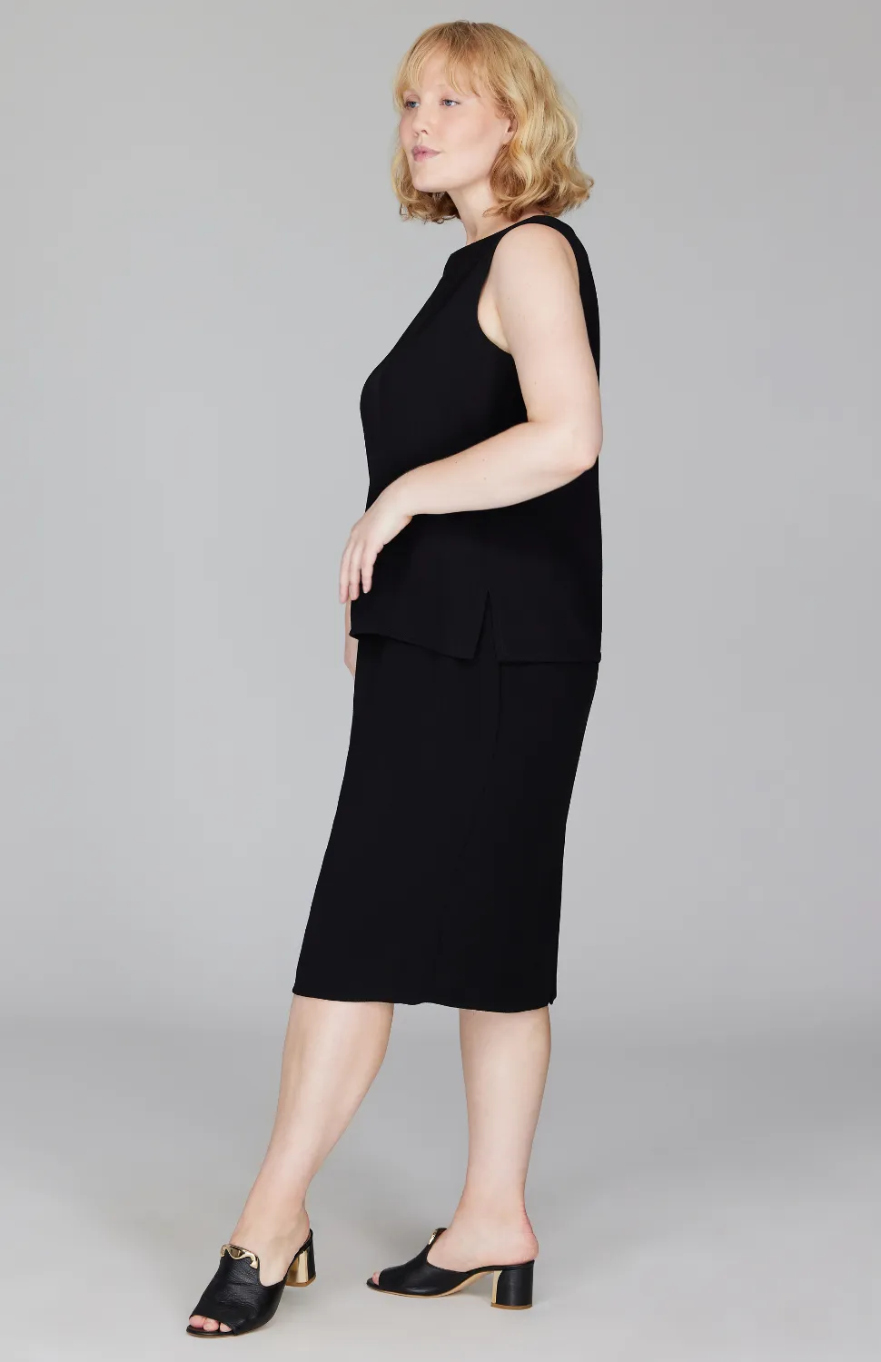 Micro Crepe High Neck Tank