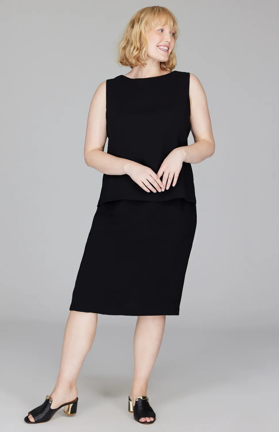 Micro Crepe High Neck Tank