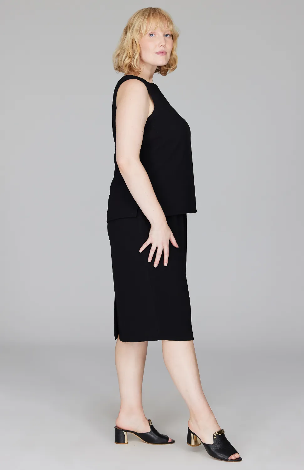 Micro Crepe High Neck Tank