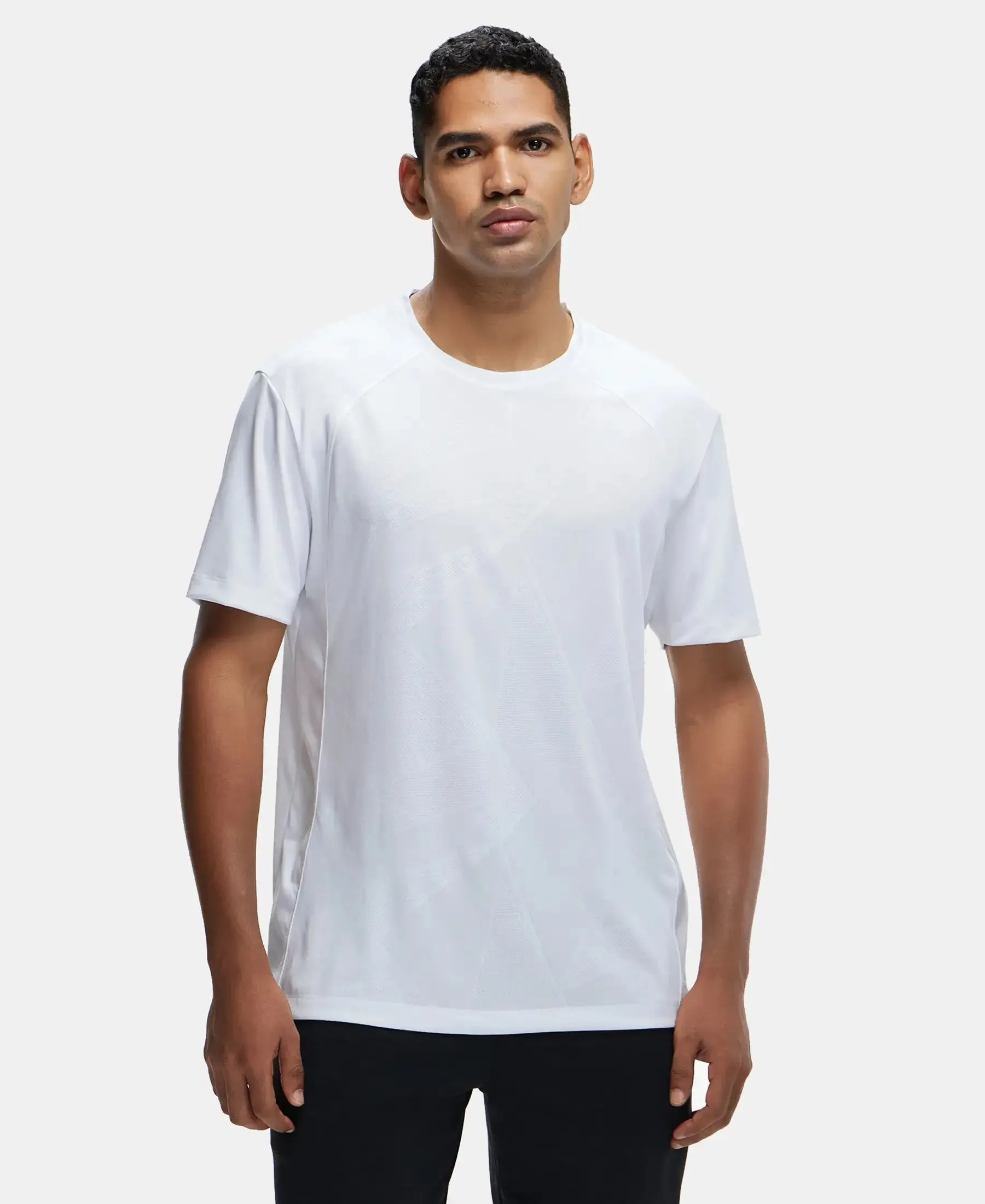 Microfiber Fabric Round Neck Half Sleeve T-Shirt with Breathable Mesh - White