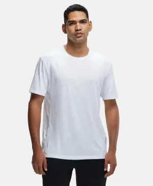 Microfiber Fabric Round Neck Half Sleeve T-Shirt with Breathable Mesh - White