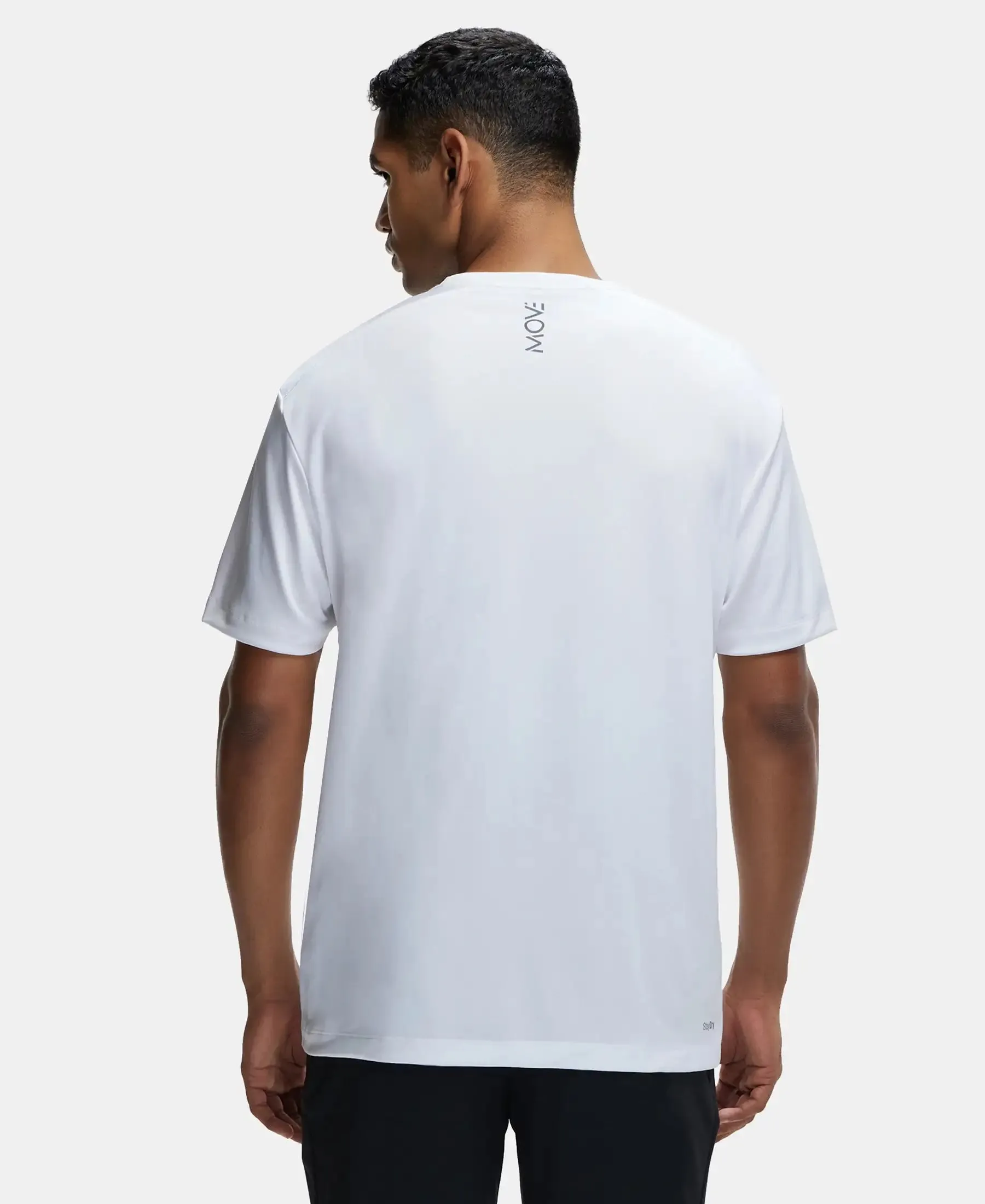 Microfiber Fabric Round Neck Half Sleeve T-Shirt with Breathable Mesh - White