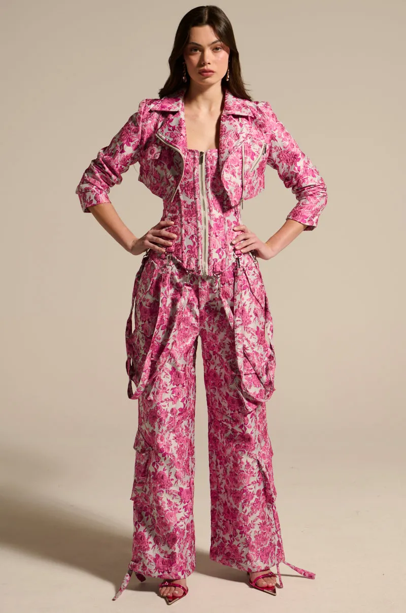 MILEY JACQUARD CROPPED MOTO
