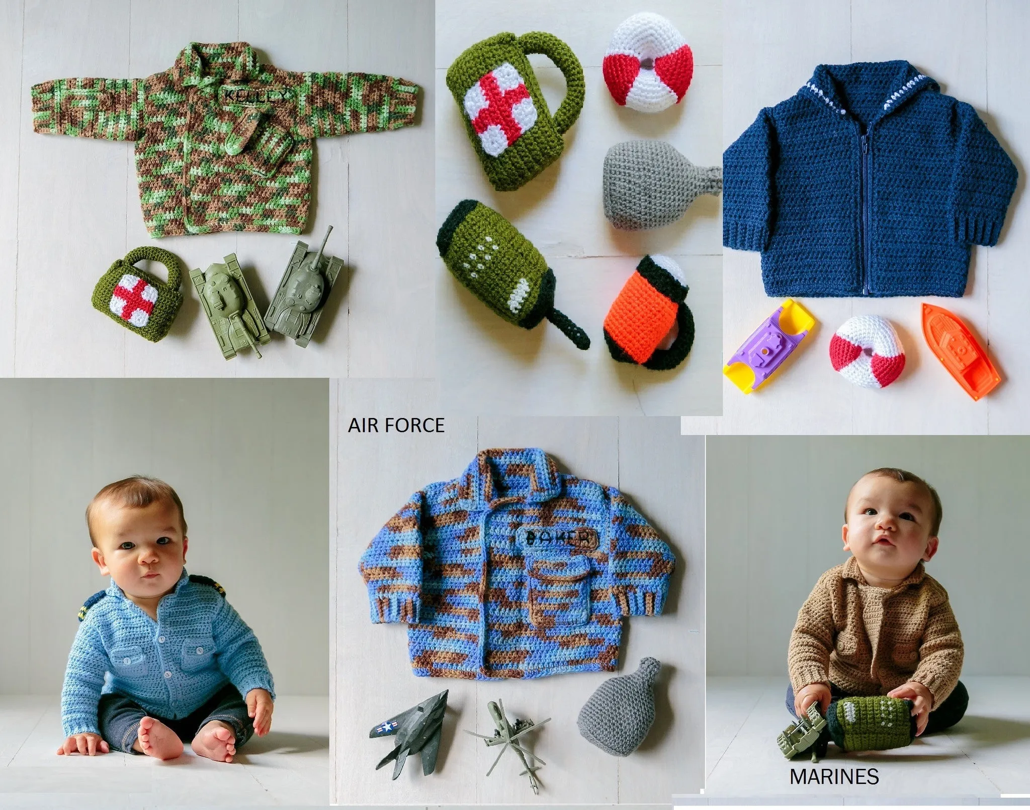 Military Baby Sweaters Crochet Patterns Ebook - Instant PDF Download