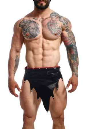 MOB DNGEON Mens Skirts Eroticwear Kilt Fire-Skirt Faux Leather Black O/S DMBL11