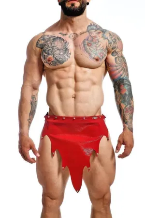 MOB DNGEON Mens Skirts Eroticwear Kilt Fire-Skirt Faux Leather Red DMBL11