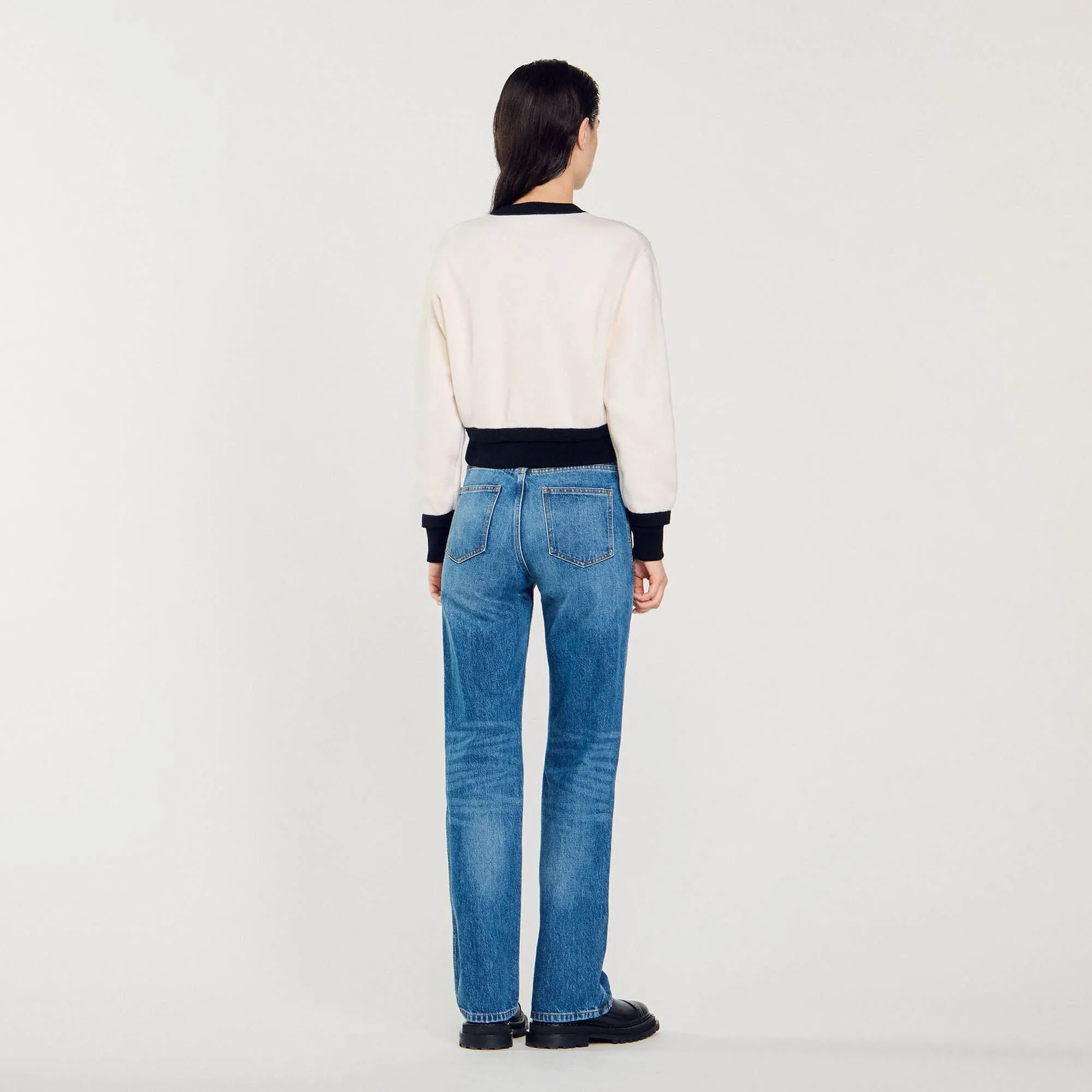 Monaco Knit Cardigan Ecru / Black