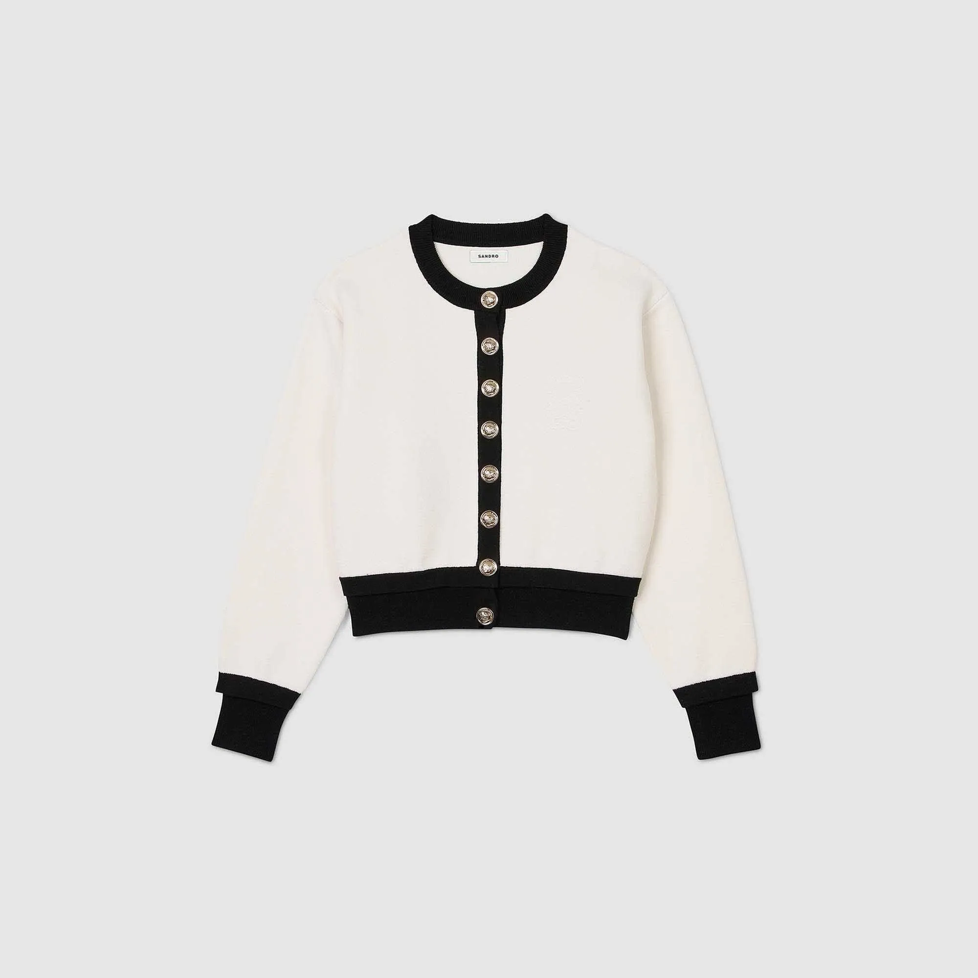 Monaco Knit Cardigan Ecru / Black