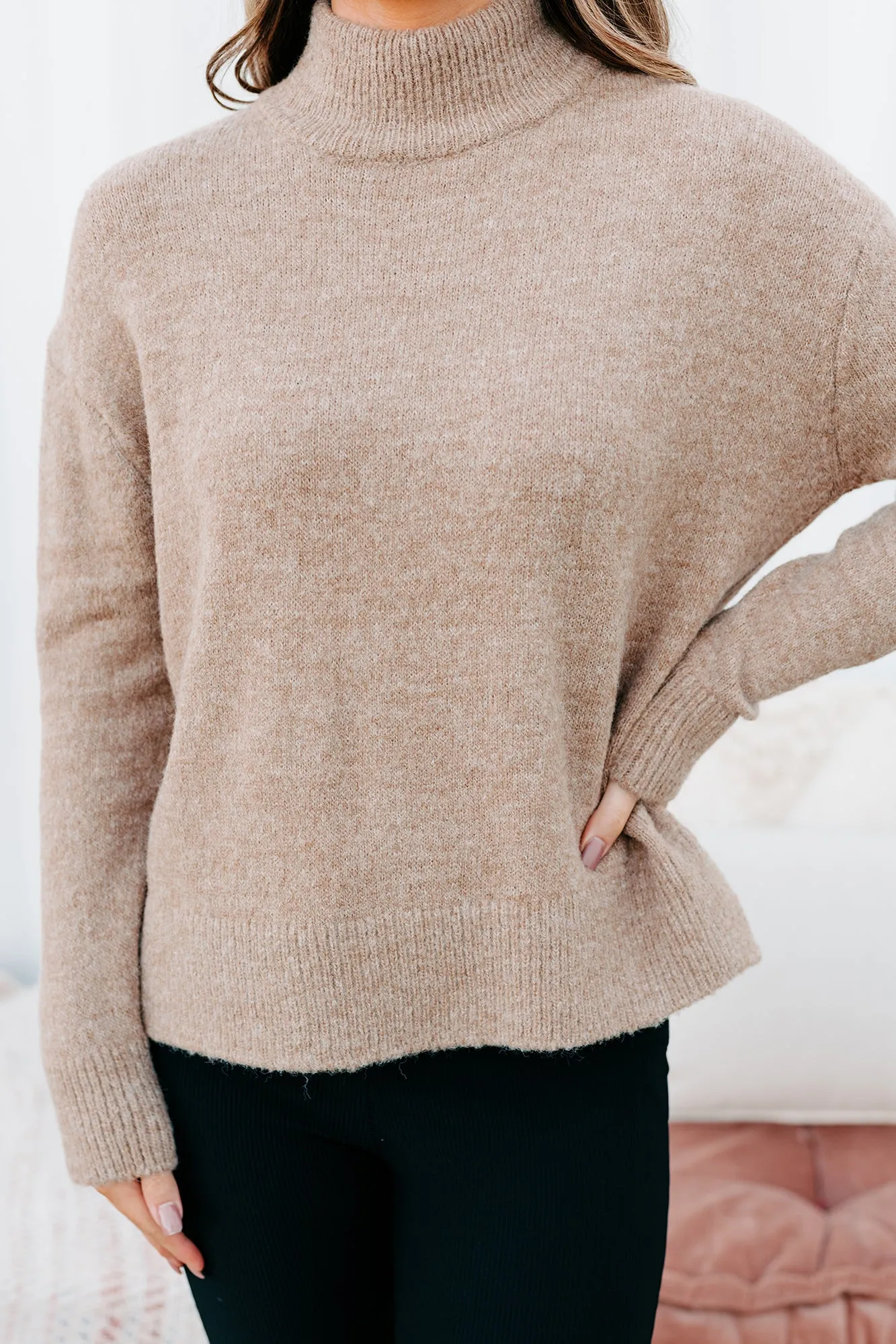 Moneisha Mock Neck Sweater (Taupe)