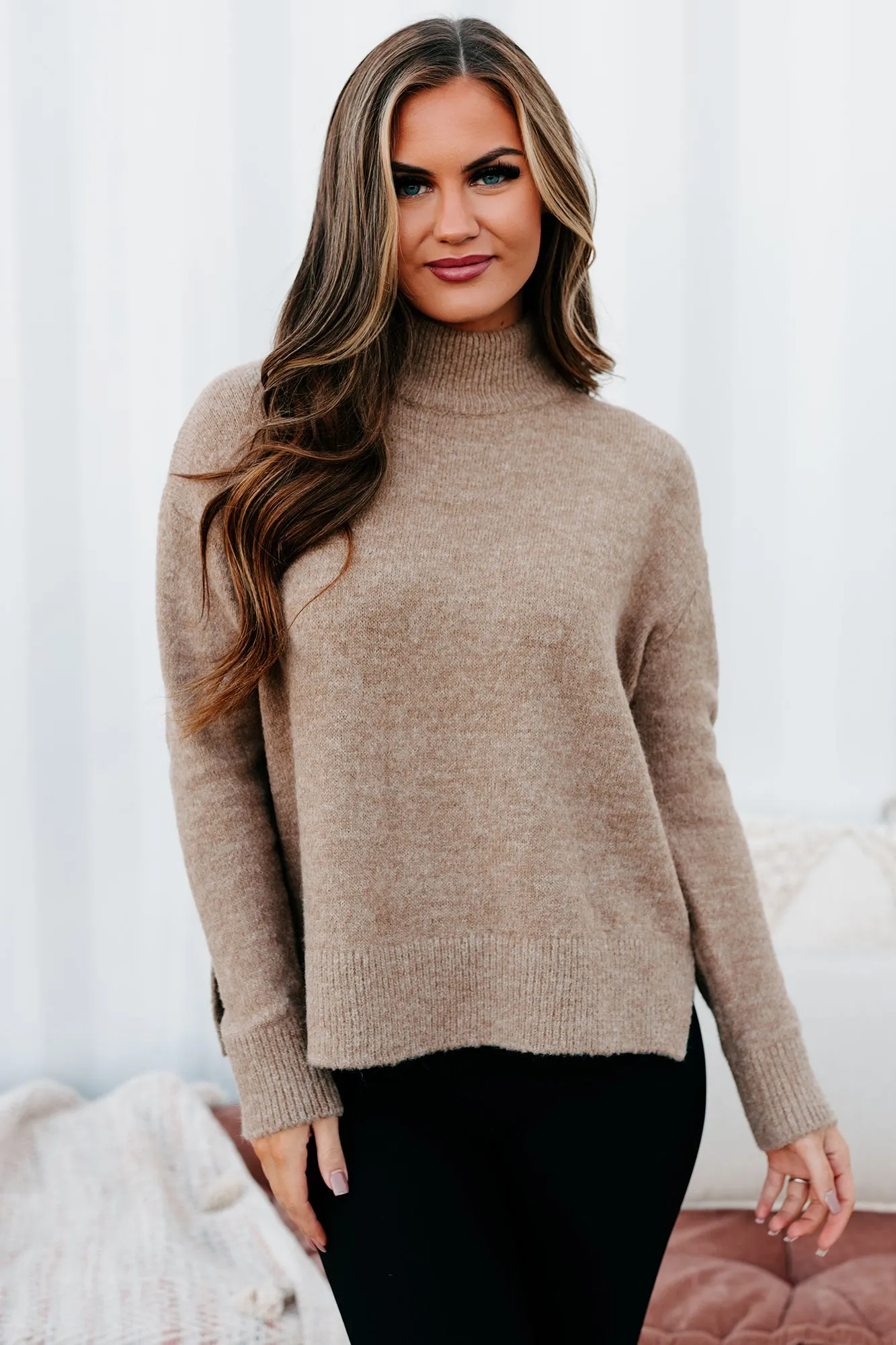 Moneisha Mock Neck Sweater (Taupe)