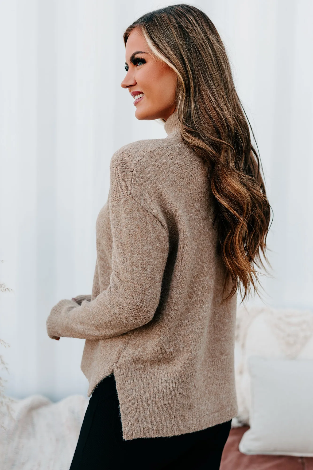 Moneisha Mock Neck Sweater (Taupe)