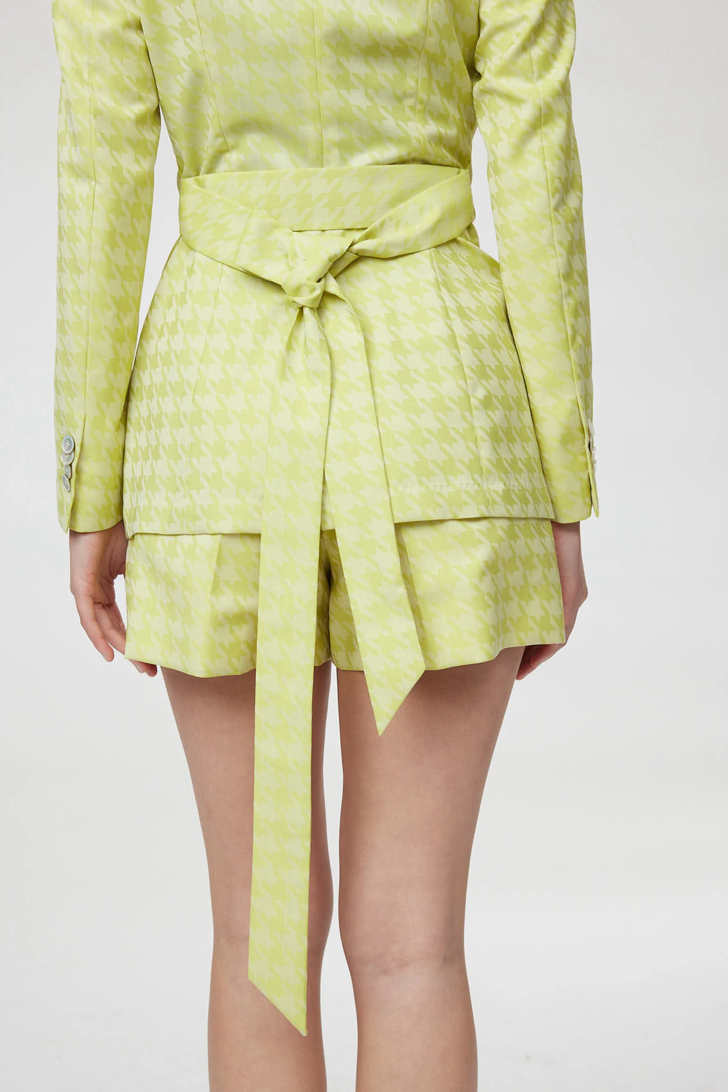 Montpellier Jacket - Slim fit one button belted suit jacket in lime green