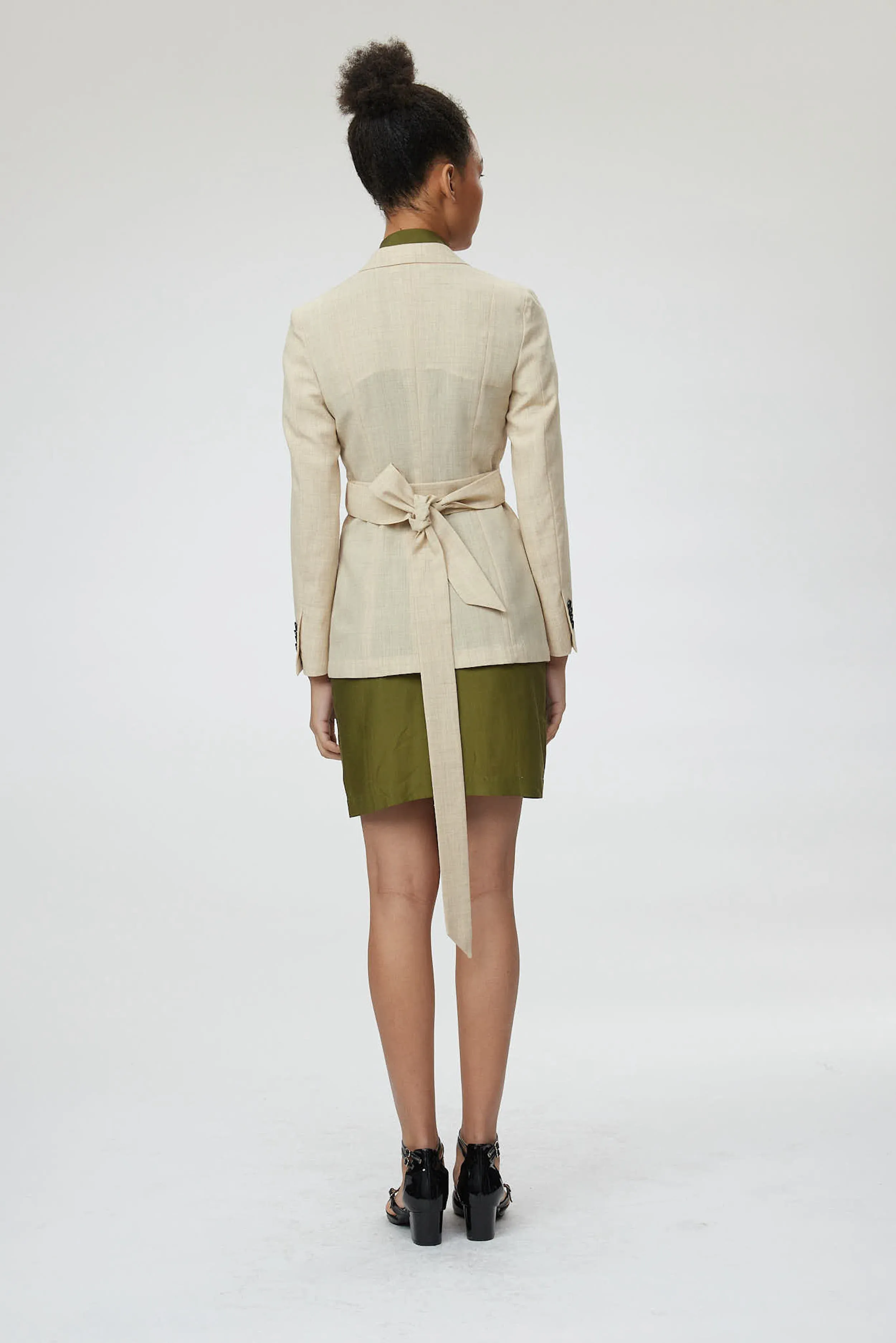 Montpellier Jacket - Slim fit one button belted suit jacket in sand