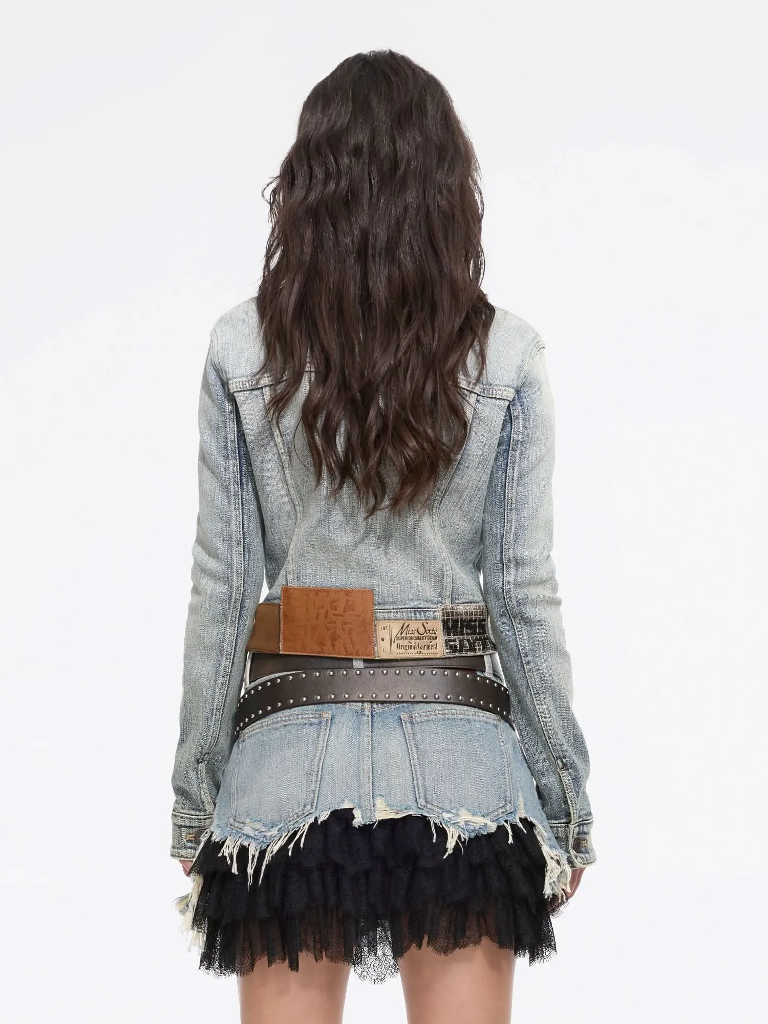 Multi-Patch Cropped Denim Jacket