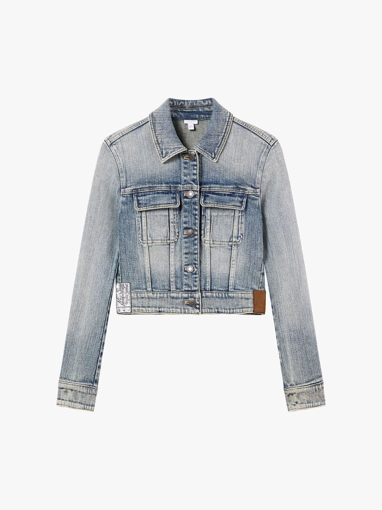 Multi-Patch Cropped Denim Jacket