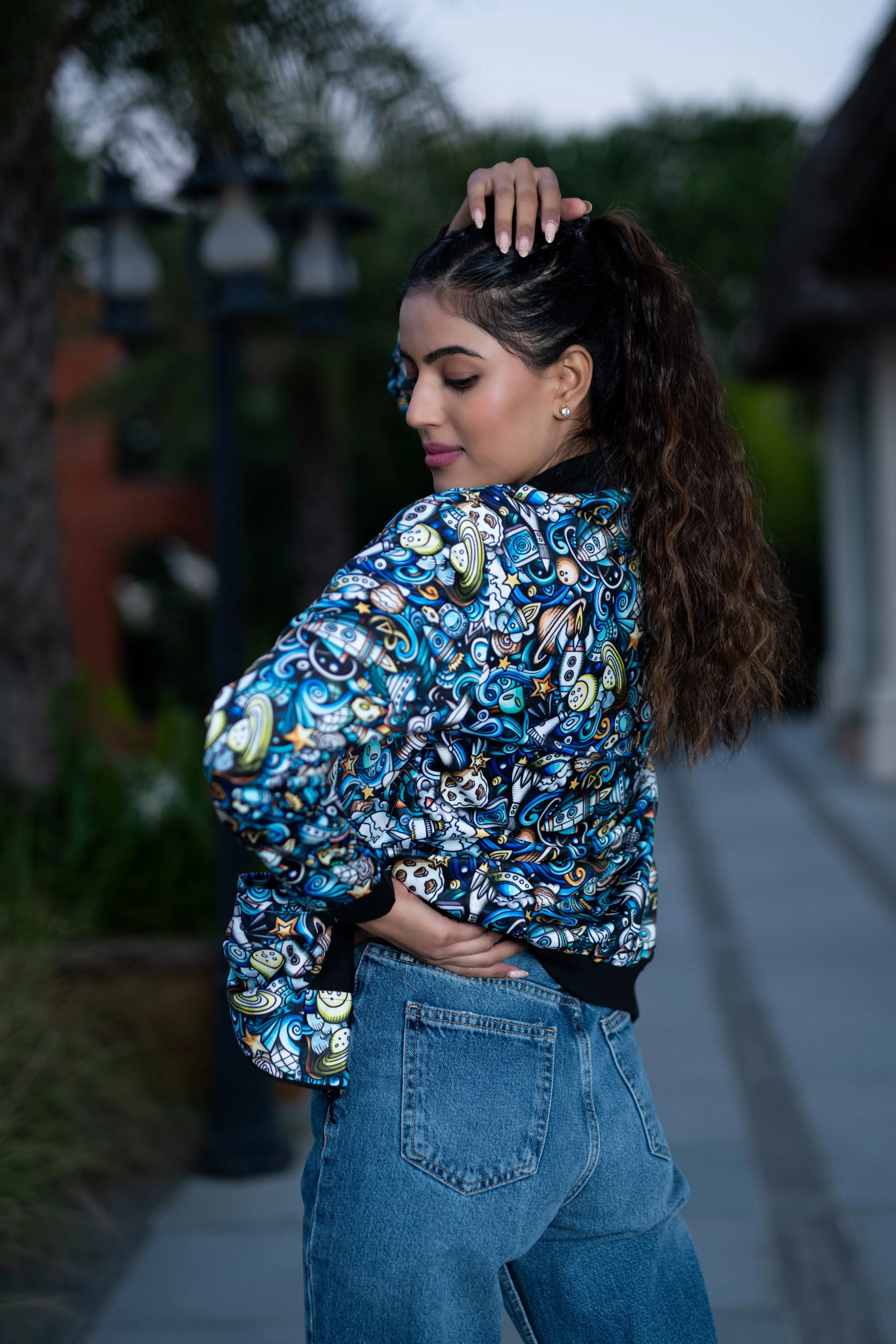 Multicolor Moonshine Printed Velvet Jacket For Women