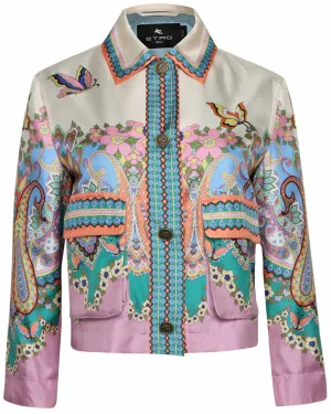 Multicolor Paisley Cropped Jacket