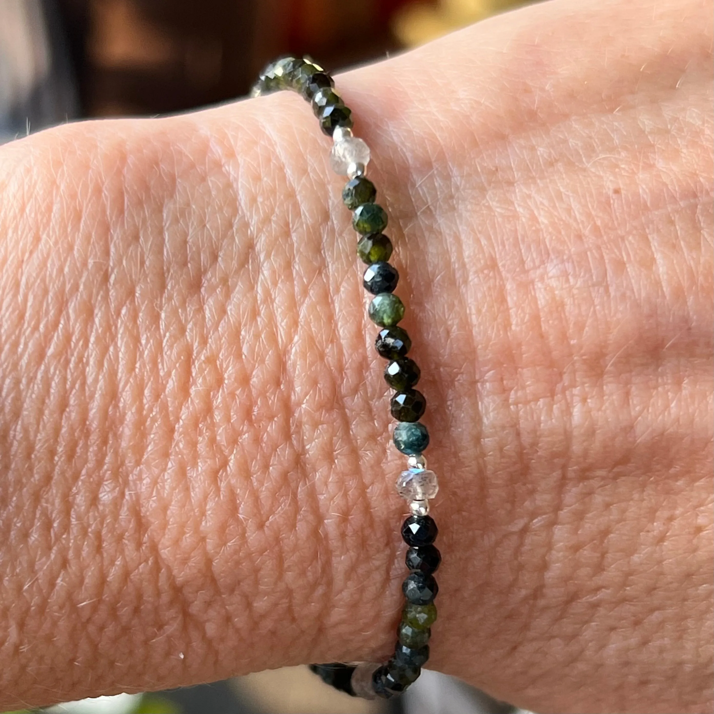 Natural Green Paraiba Tourmaline Labradorite Bracelet