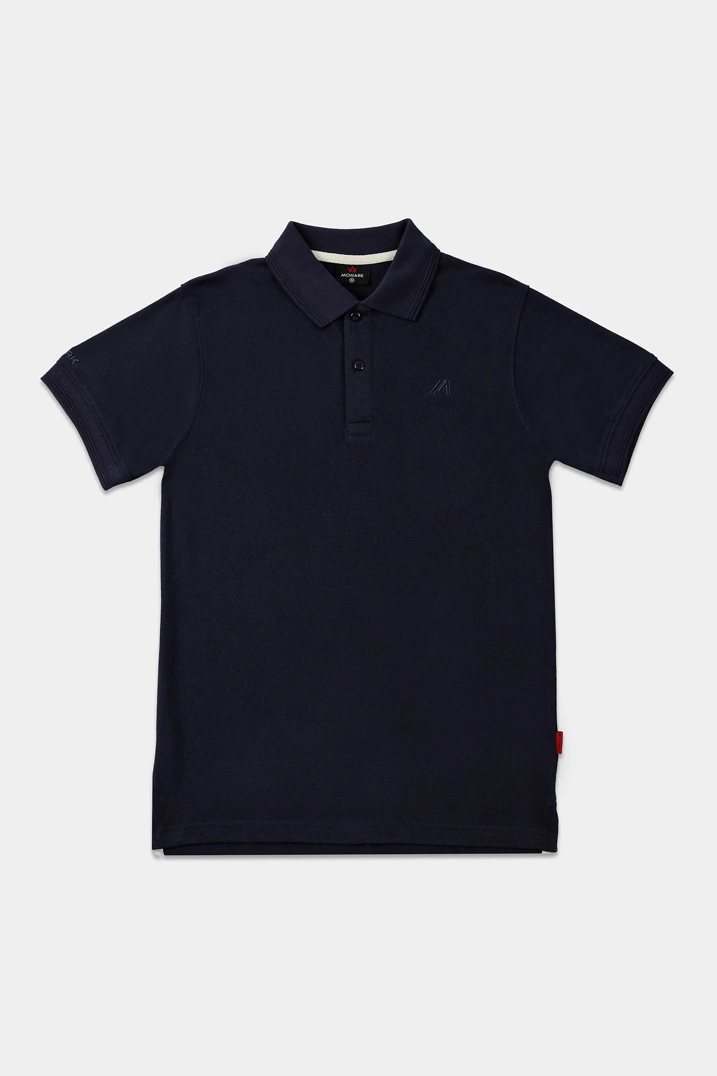 NAVY BONE-COLLAR POLO SHIRT