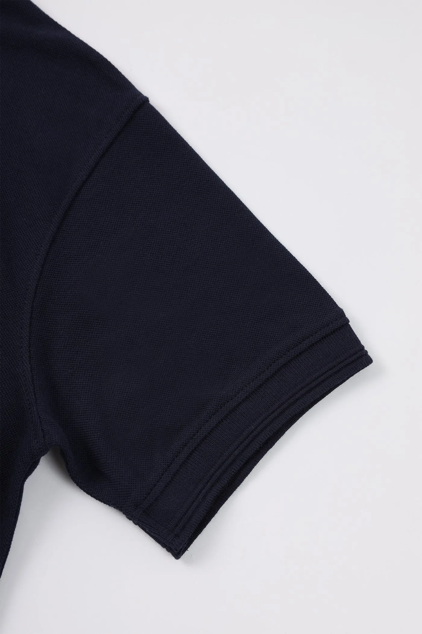 NAVY BONE-COLLAR POLO SHIRT