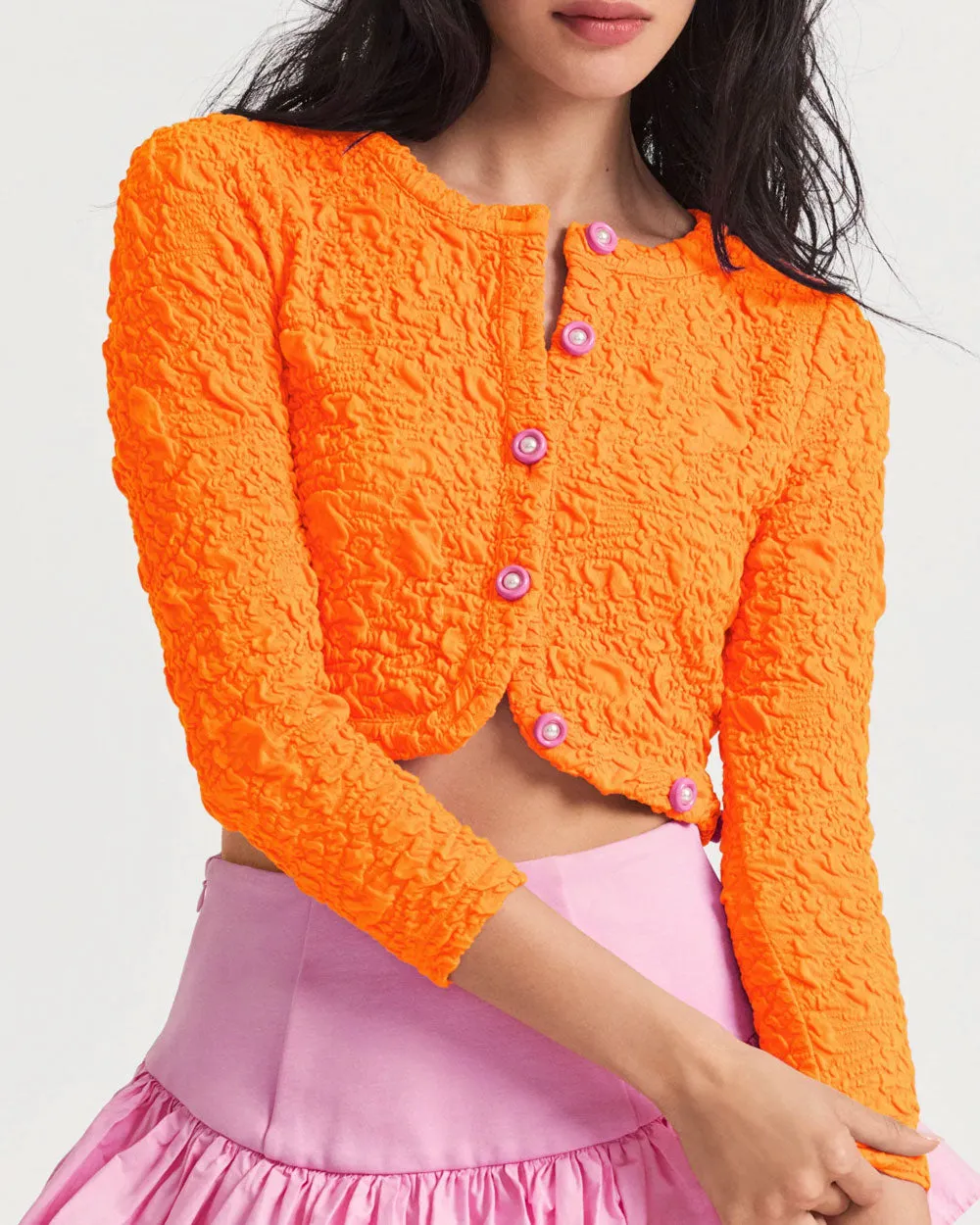 Neon Tangerine Senina Crop Cardigan