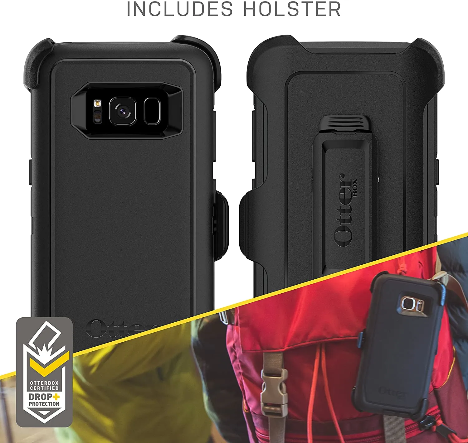 New OtterBox DEFENDER SERIES for Samsung Galaxy S8 with Holster: works as a belt clip and a hands-free kickstand- MARATHONER (COWABUNGA BLUE/GUNMETAL GREY)