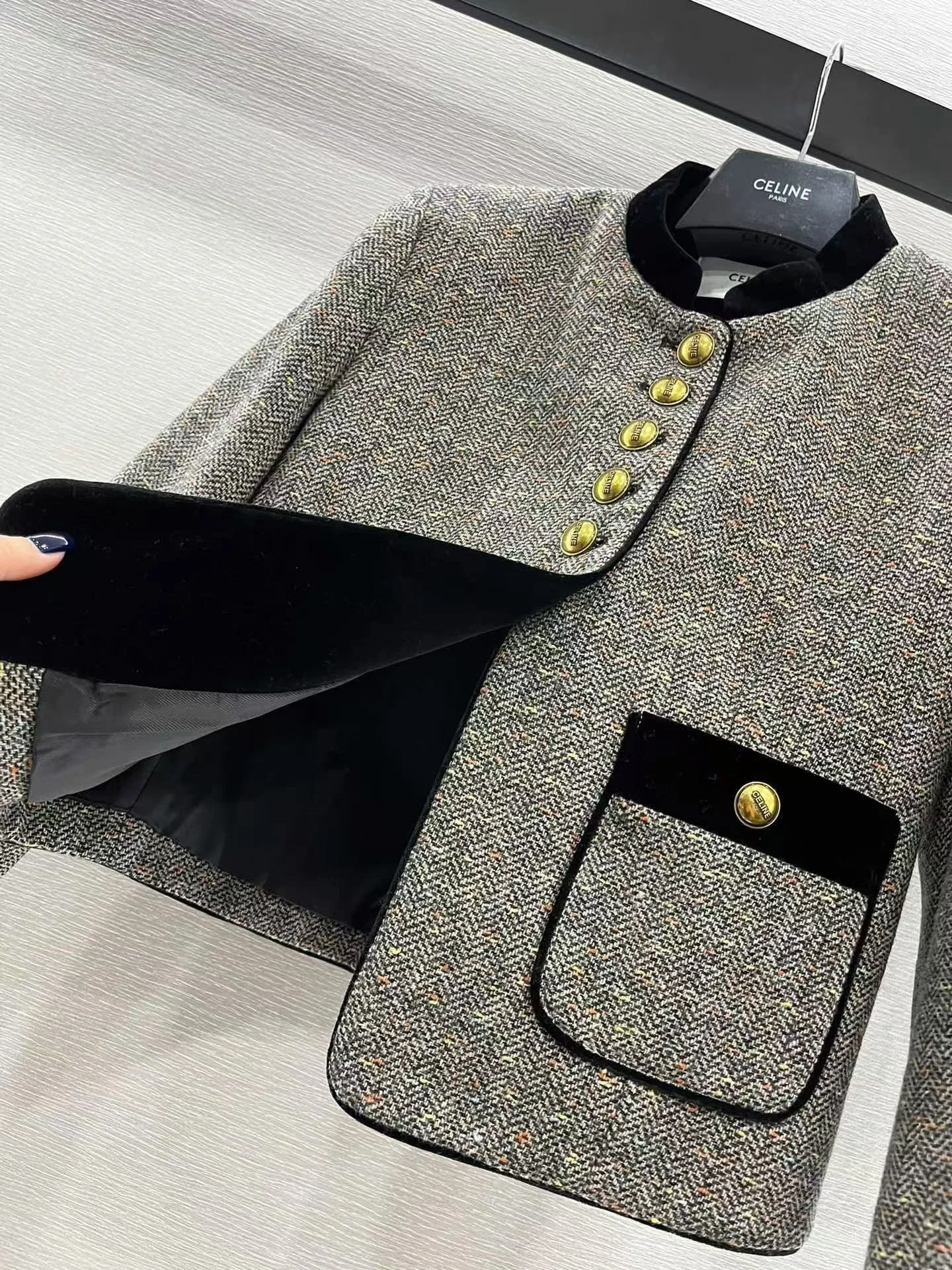 New round neck wool and cotton jacket