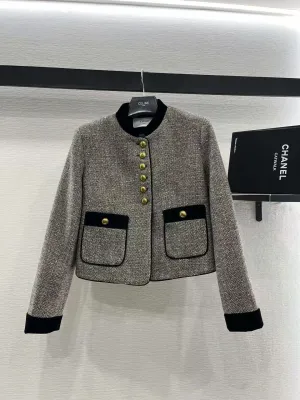 New round neck wool and cotton jacket