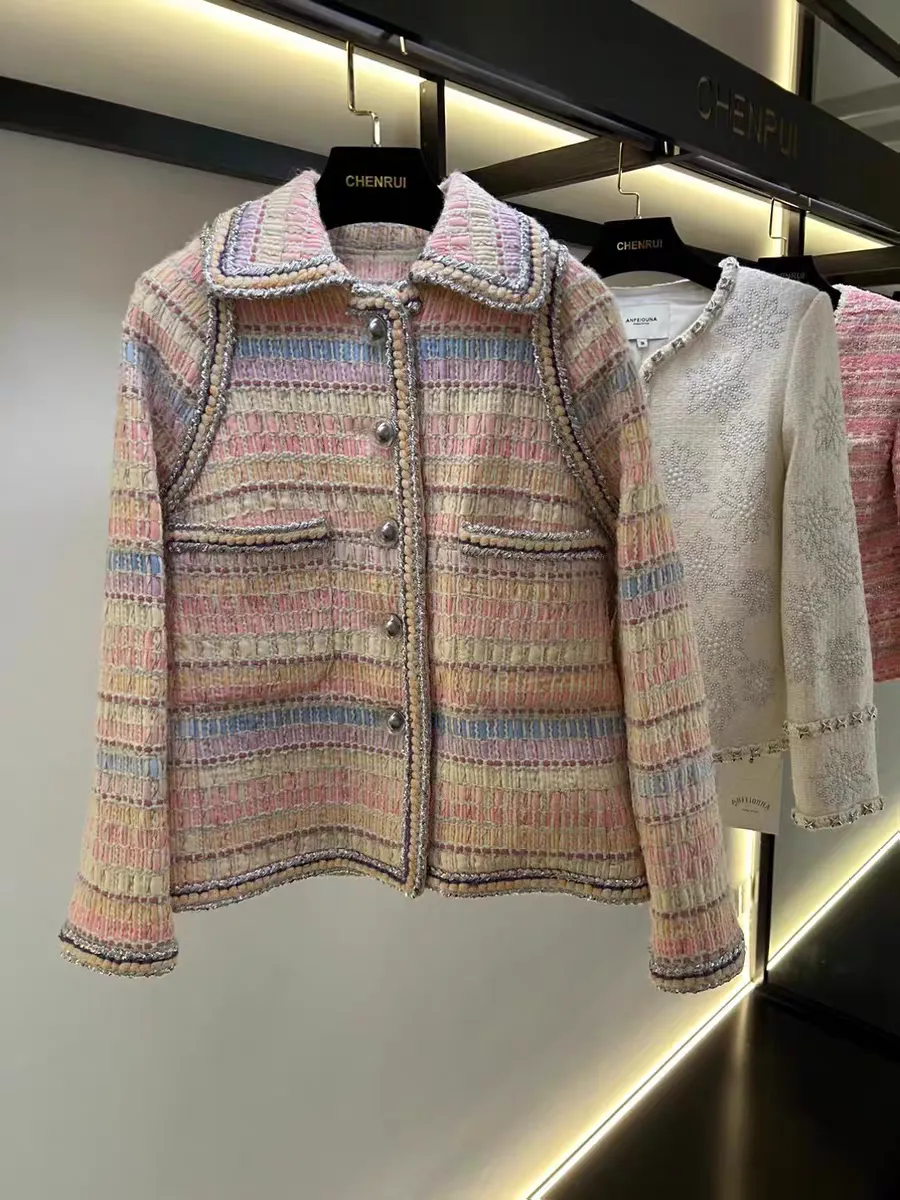 New woven collar tweed jacket