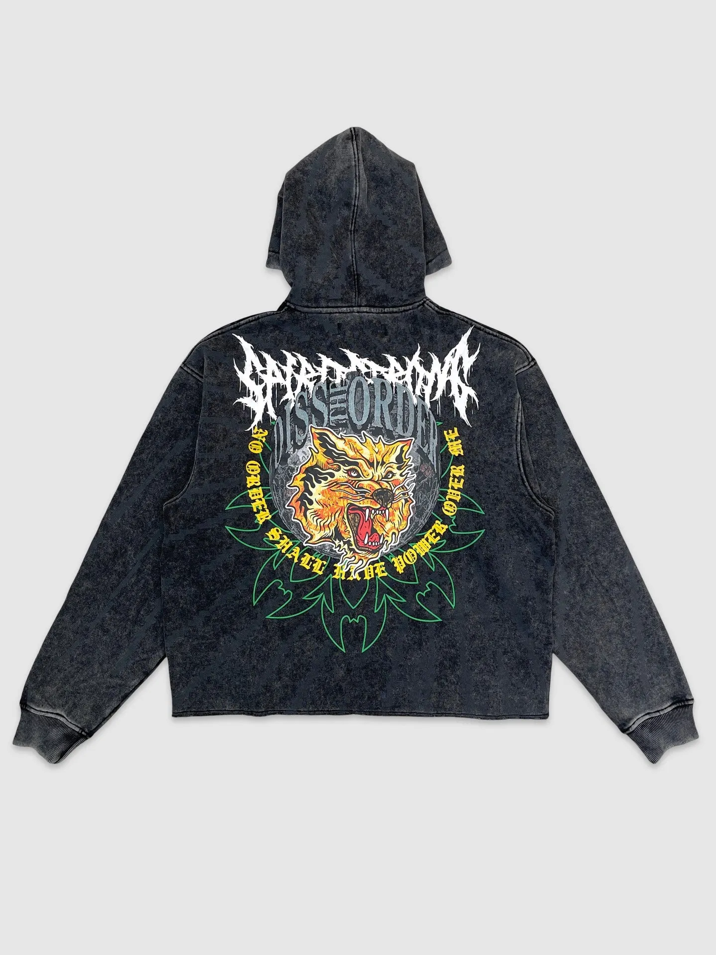 NOR-GN4105-Dissorder Wolf Crop Hoodie