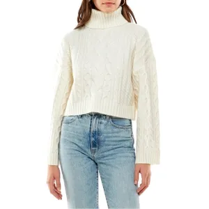 NWT WAYF Sweet Nothings Cable Knit Turtleneck Belle Sleeve Crop Sweater Sze Lge