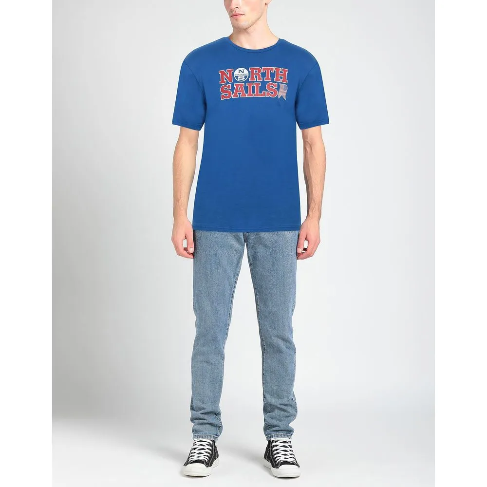 Ocean Blue Cotton Tee with Signature Chest Logo
