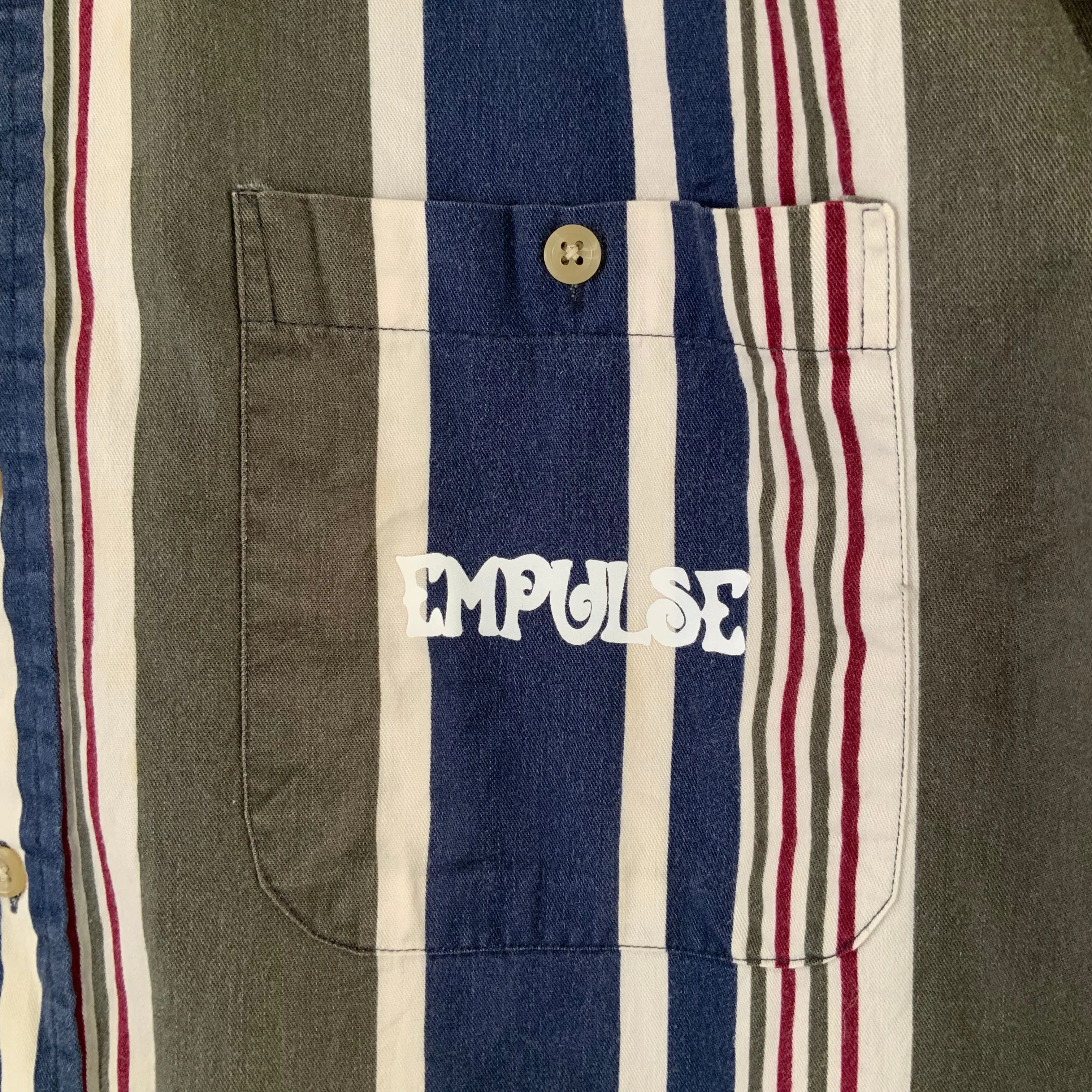 Olive/Navy Cropped Button-up