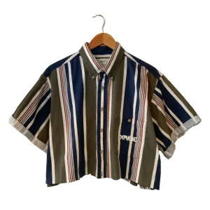 Olive/Navy Cropped Button-up