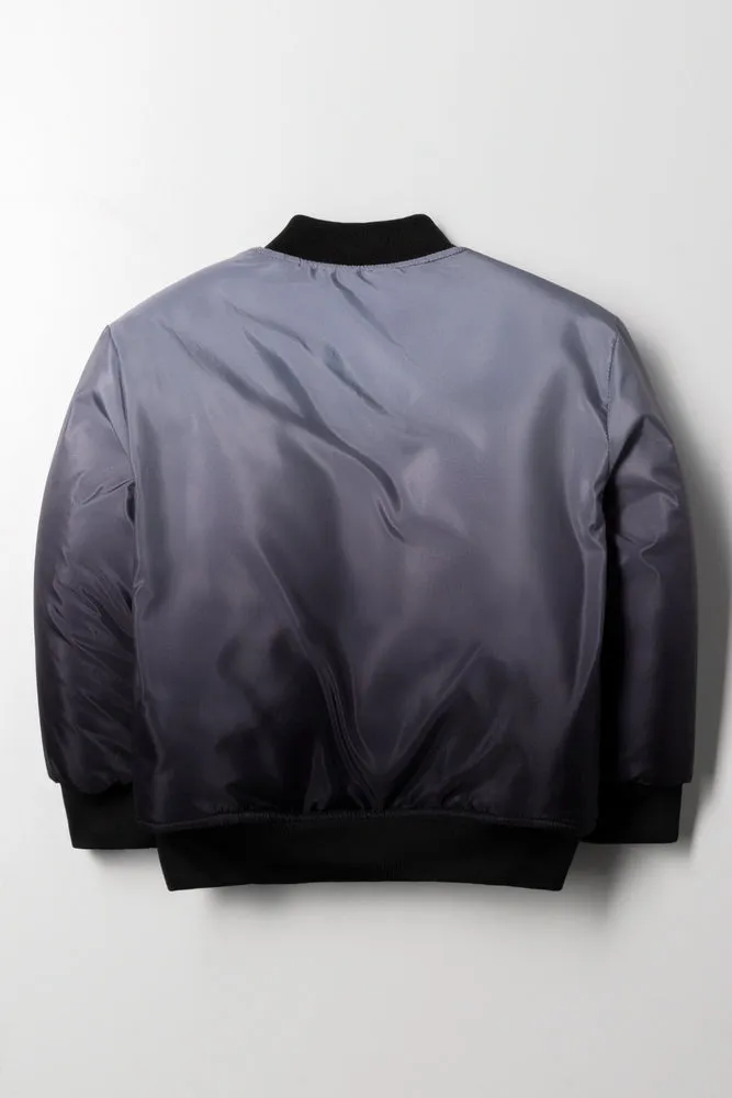 Ombre Bomber Jacket Black And Grey