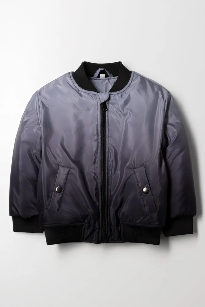 Ombre Bomber Jacket Black And Grey