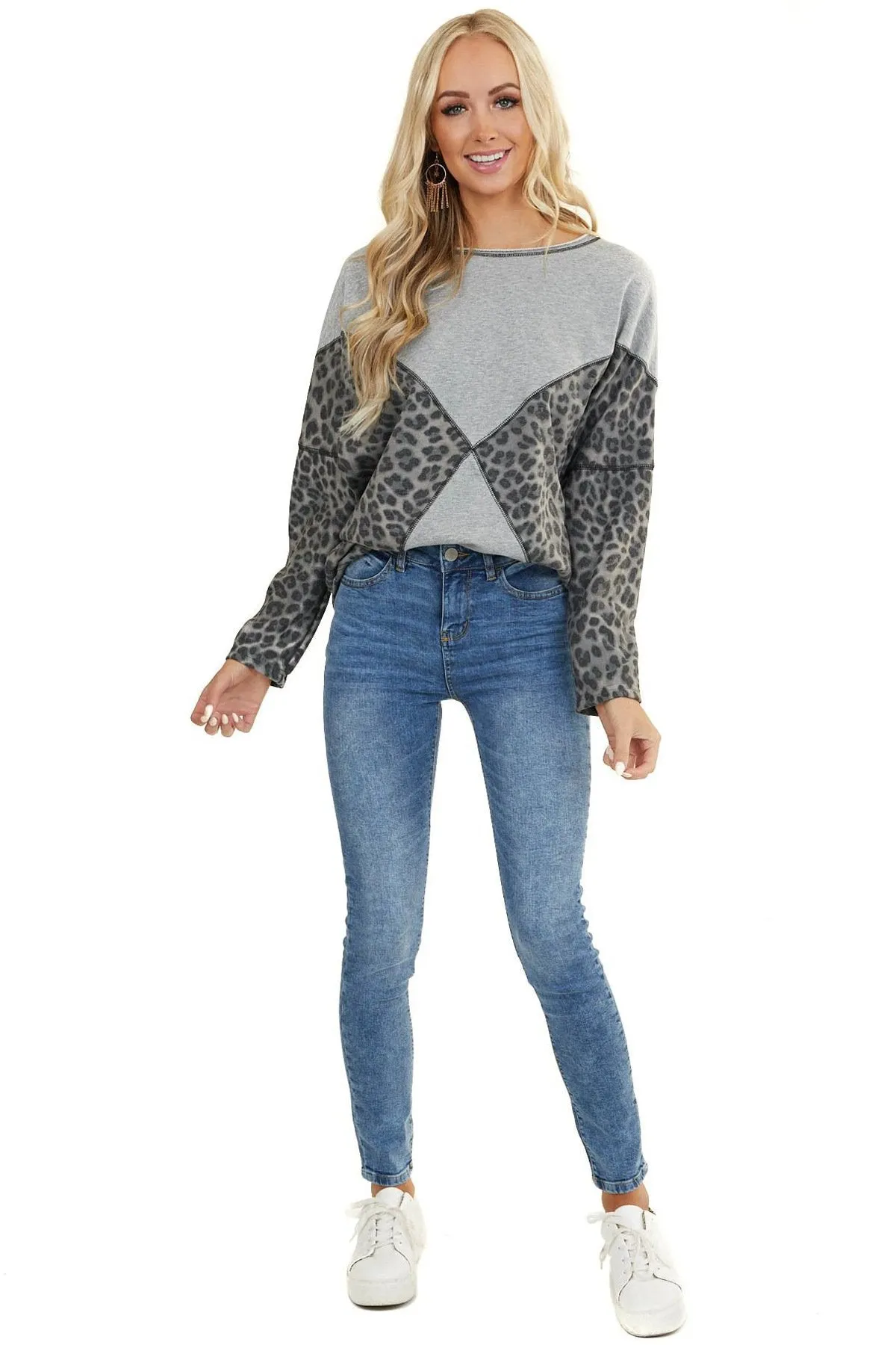 One Shoudler Long Sleeves Leopard Fall Sweaters