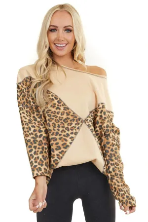 One Shoudler Long Sleeves Leopard Fall Sweaters