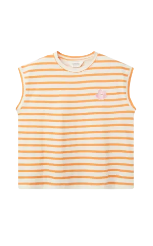 Orange Striped Print T-shirt