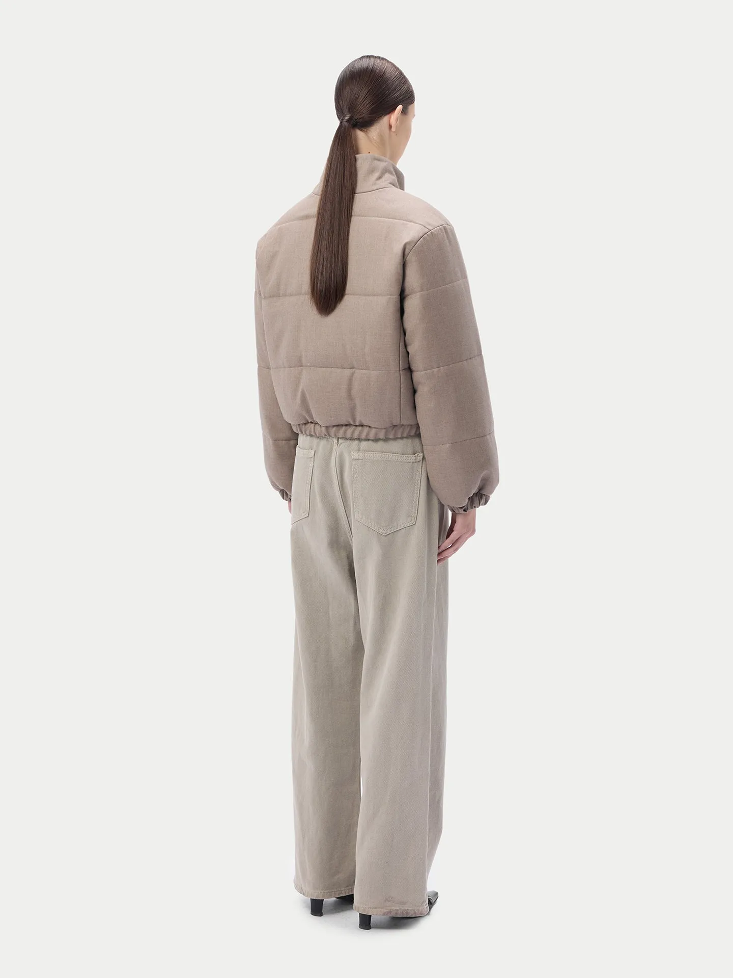 Organic Colour Cropped High-Neck Cashmere Jacket