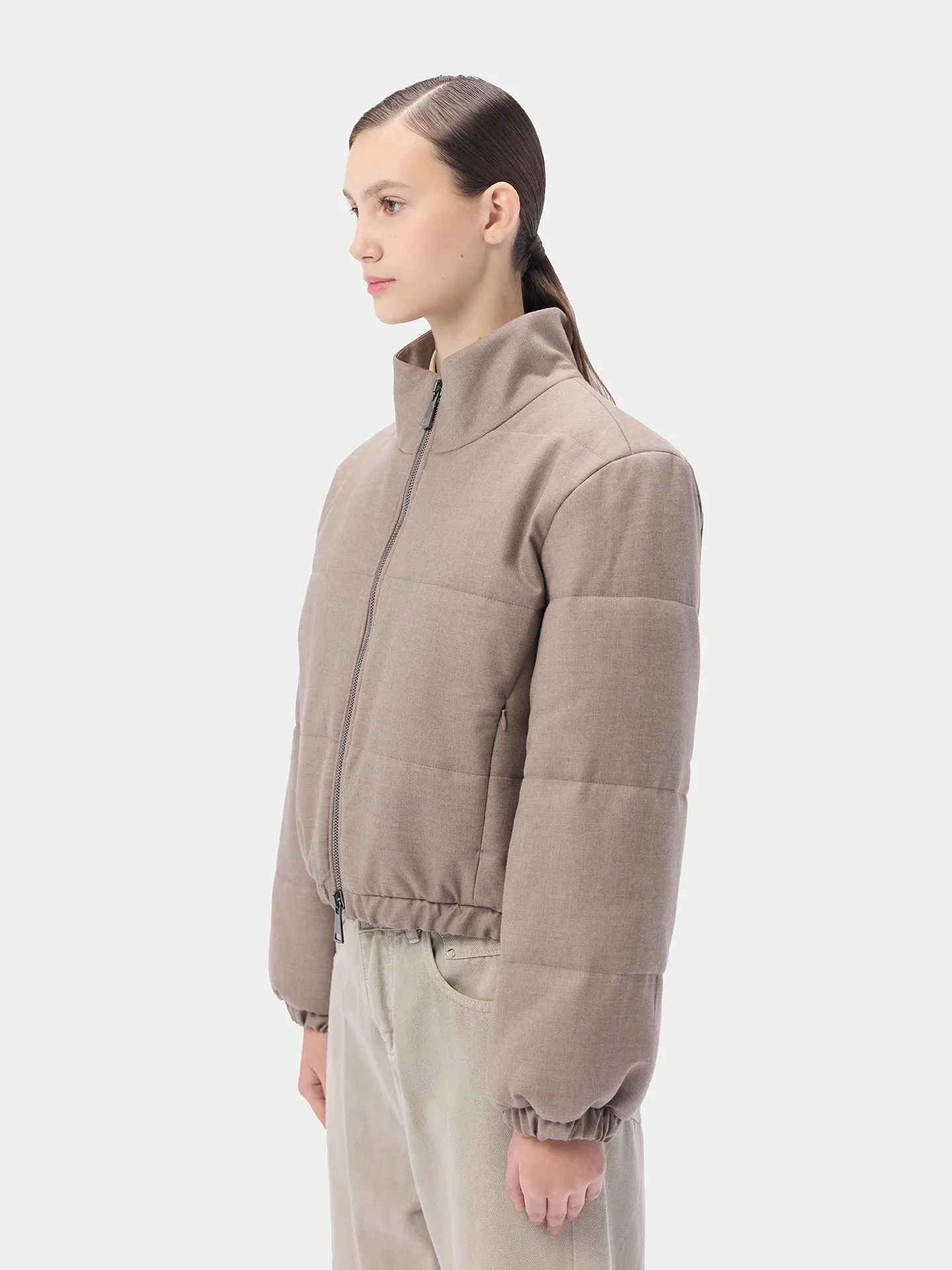 Organic Colour Cropped High-Neck Cashmere Jacket