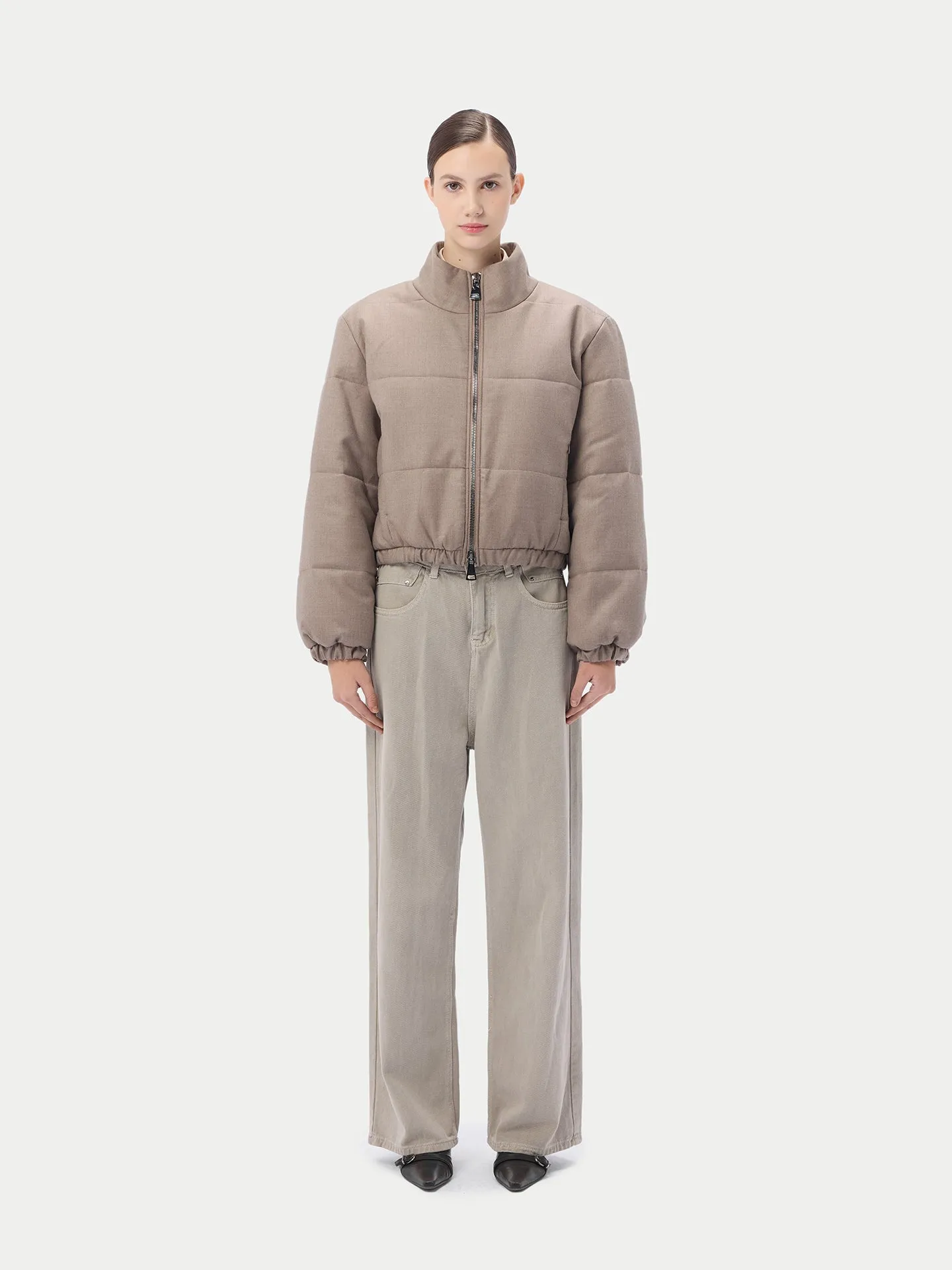 Organic Colour Cropped High-Neck Cashmere Jacket