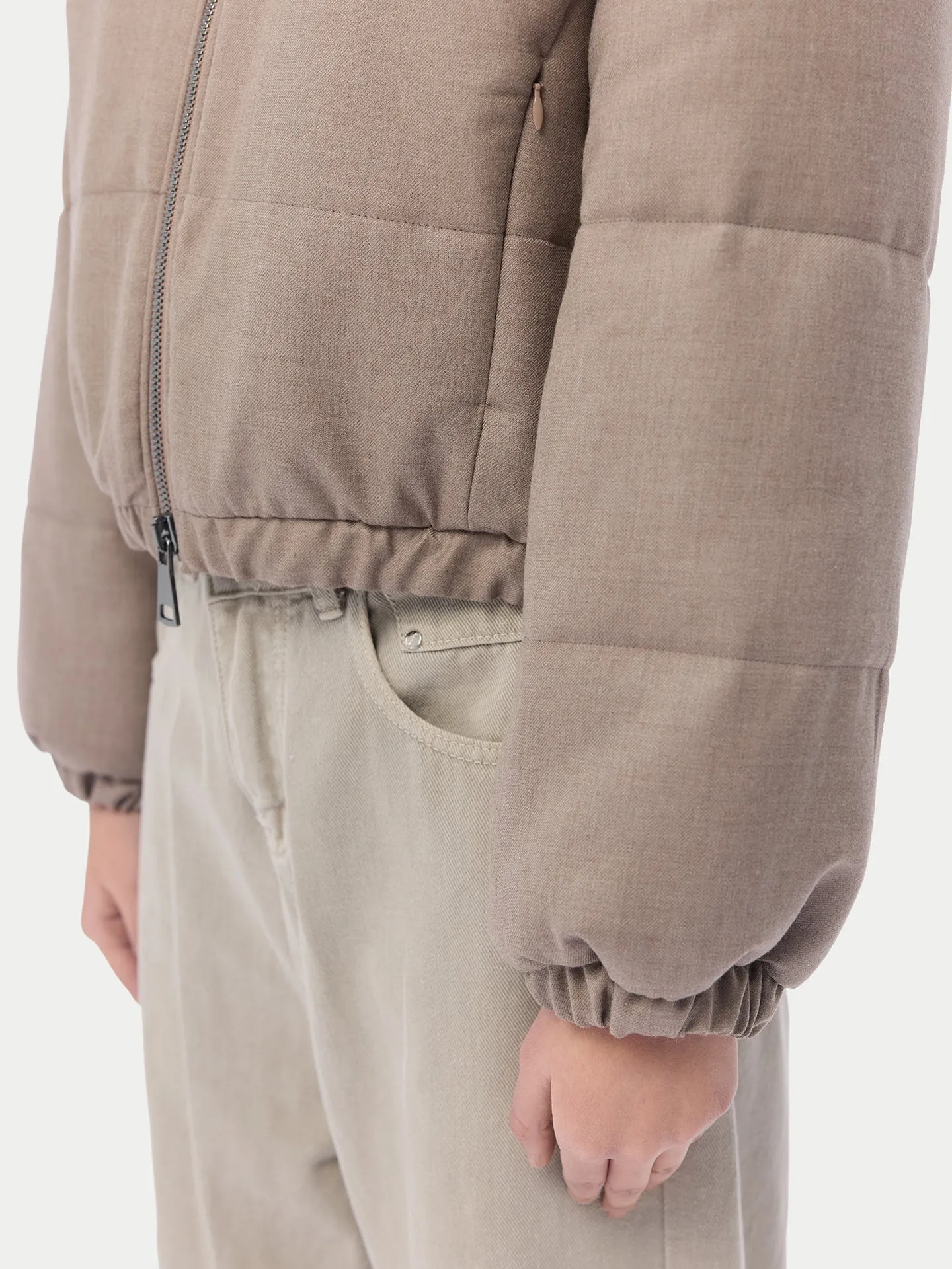 Organic Colour Cropped High-Neck Cashmere Jacket