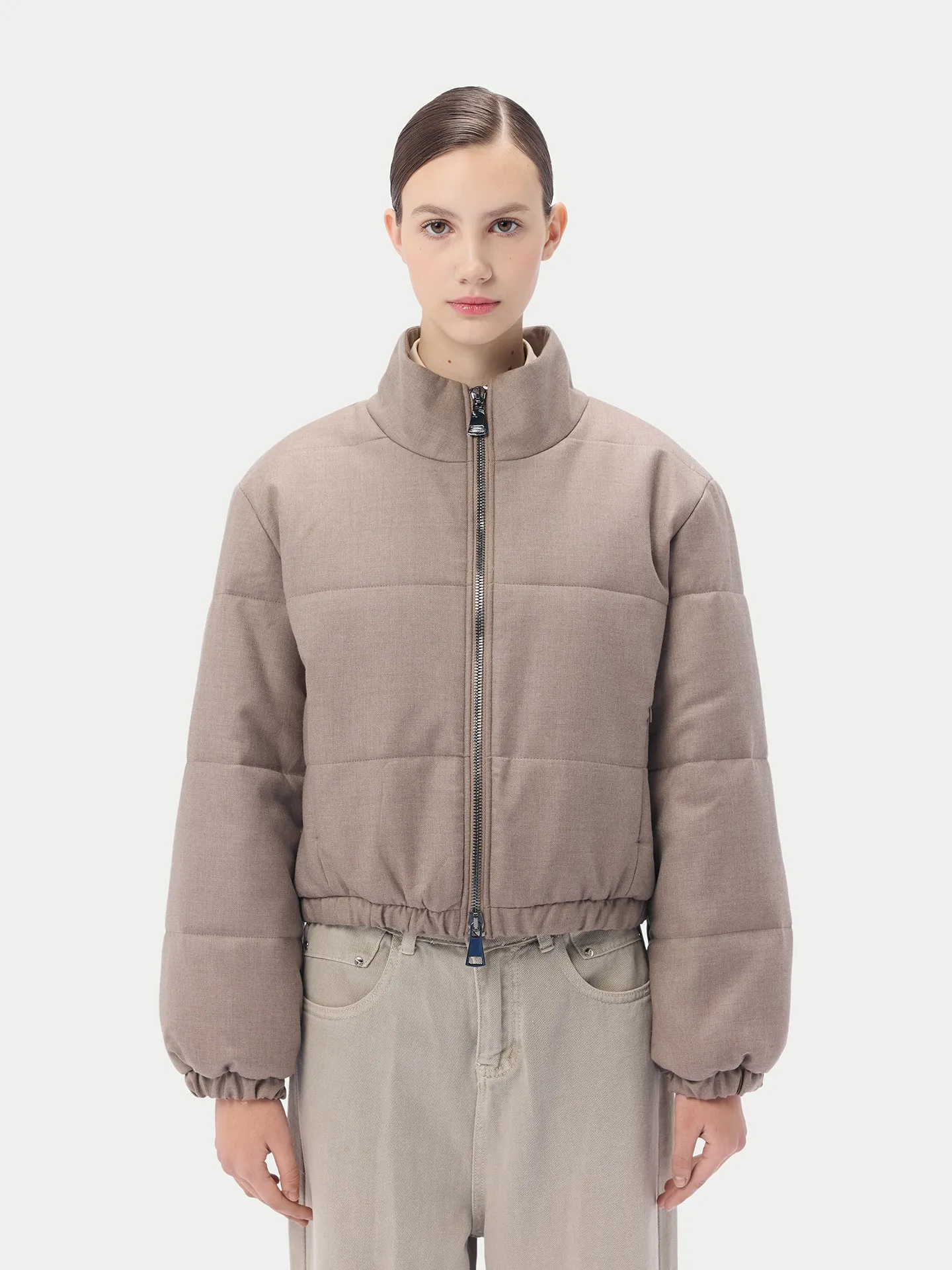 Organic Colour Cropped High-Neck Cashmere Jacket