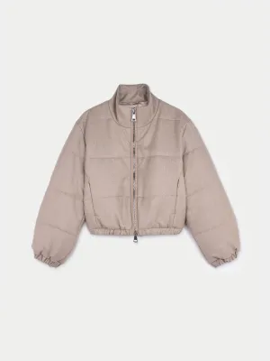 Organic Colour Cropped High-Neck Cashmere Jacket