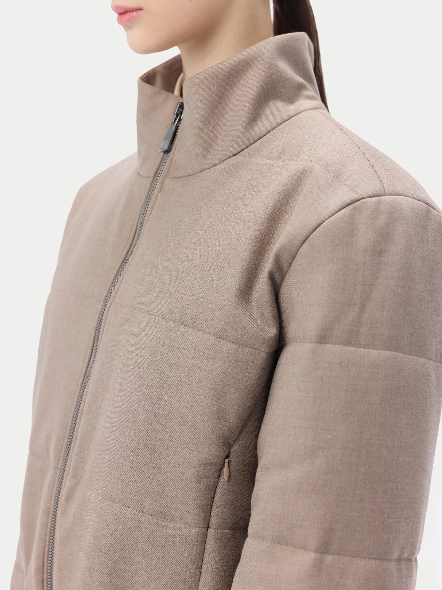 Organic Colour Cropped High-Neck Cashmere Jacket
