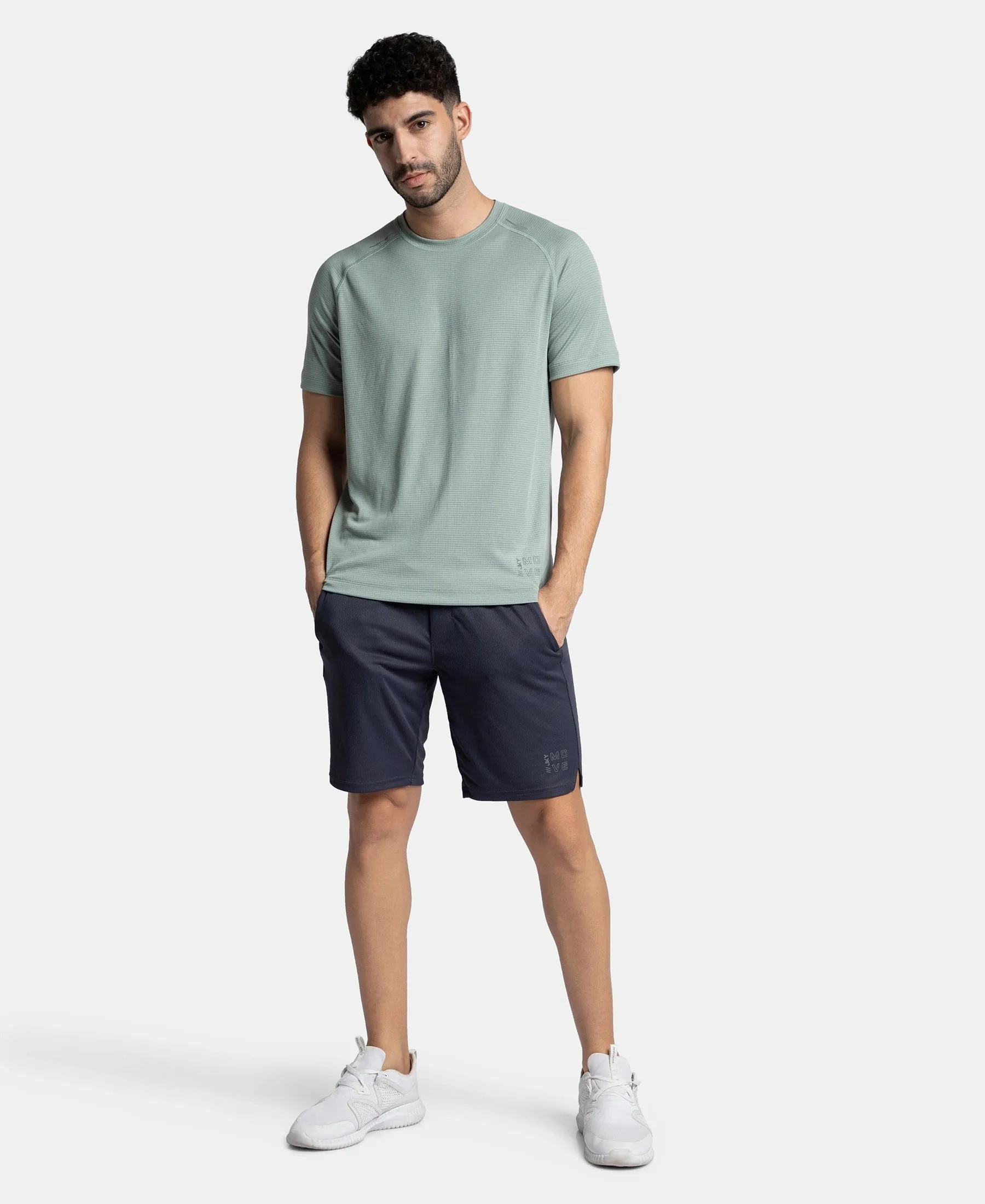 Pack of 2 Lightweight Microfiber Solid Round Neck Half Sleeve T-Shirt with Breathable Mesh - Iceberg Green & Black