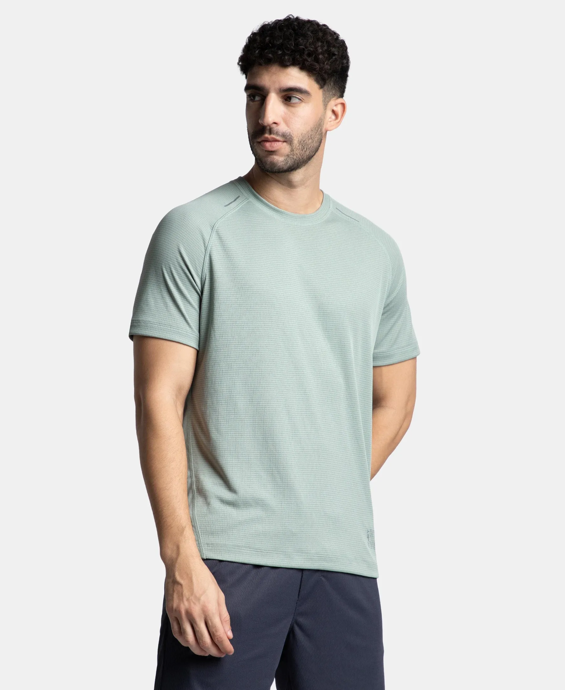 Pack of 2 Lightweight Microfiber Solid Round Neck Half Sleeve T-Shirt with Breathable Mesh - Iceberg Green & Black