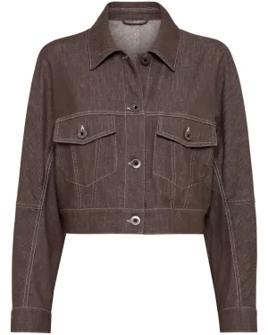 Panama and Khaki Denim Cropped Jacket